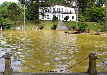 38 C hot thermal water in Terra Nostra Park Furnas