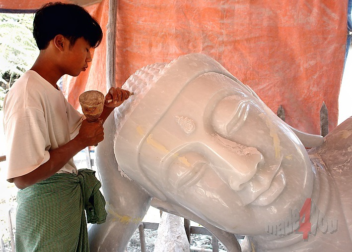 Marble Buddha in processing