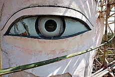 The eye of the giant Buddha in Pyay