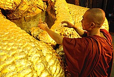 Monk by ordination of a Buddha at the golden Mahamuni