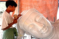 Marble Buddha in processing