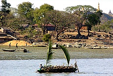 Palm sailboat on the Kaladan River to Mrauk U