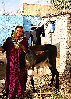 Egyptian countrywoman with her donkey