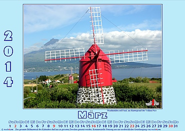 Theme calendar Azores - Windmills on the island Faial