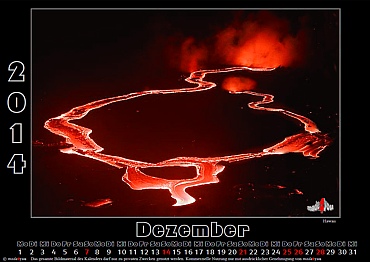 Theme calendar Hawaii - burning Lavastream on Big Island