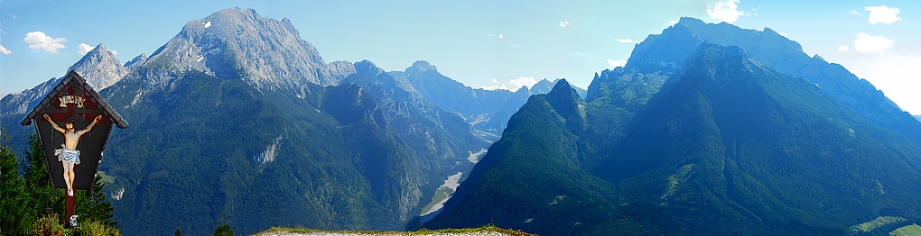 Panoramic view from the Hirschkaser to the Ramsau mountains