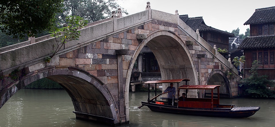 Venetian bridges over the canals of the water village Wuhzen