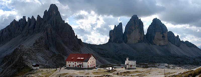 Tre Cime di Lavaredo with Three Peaks mountain hut
