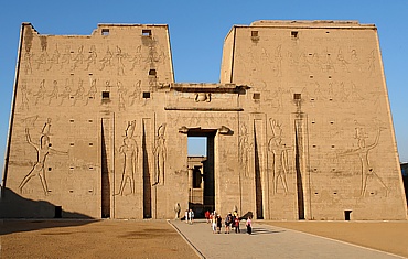 Pylon of Edfu Temple with bird God Horus