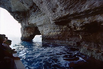 Boat trip into the caves in the cliffs between Mattinata and Vieste