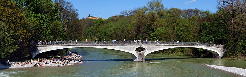 River Isar near Volksbad and Maximilaneum in Munich