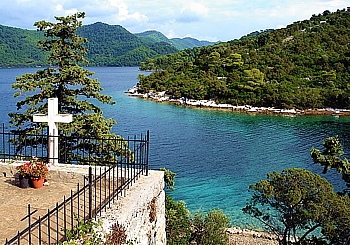 Salt water lake Veliko Jezero on the island Mljet