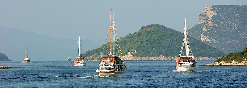 Race of ships at the sailing cruise in Croatia