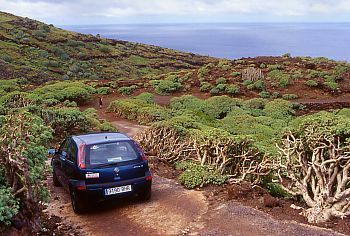 Dirt road to the view point Punta de Santo Domingo