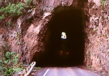 Narrow tunnels on the north coast of La Palma