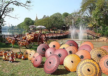 Sun umbrellas in Karaweik Park