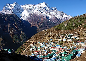 View from my room window in Yeti Mountain Home Namche Bazar
