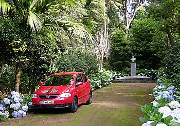 Rental car of Varela in the Jardim Jose do Canto near Sao Miguel
