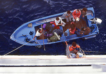 Disembarking to Ginostra on Stromboli