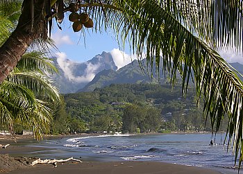 View from Venus beach to Mount Aorai