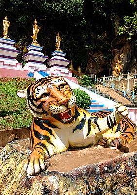 Giant Tiger at the entrance of Tiger Cave Temple