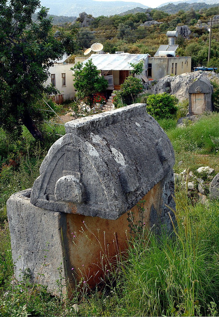 Each farmer has his own Lycian sarcophagus in his garden