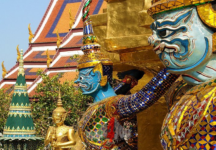 Giant temple guardians in Royal palace of Bangkok