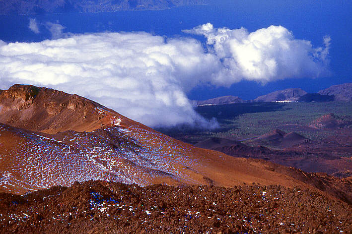 Lookout from Teide summit down to the coast
