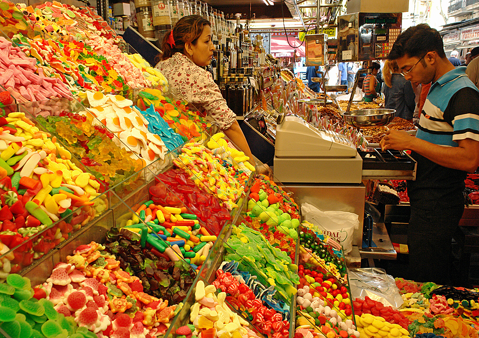 Sweets at market hall Las Ramblas