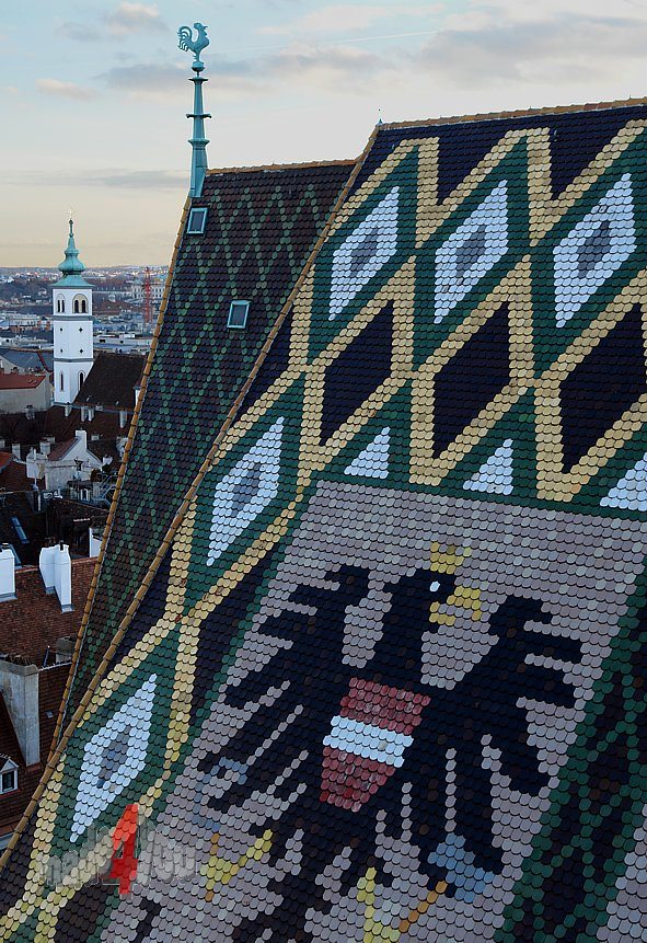 Stephansdom with coloured tiles city coat of arms Vienna