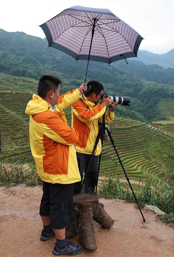 Chinese photographers auf den Reisterrassen in Longsheng