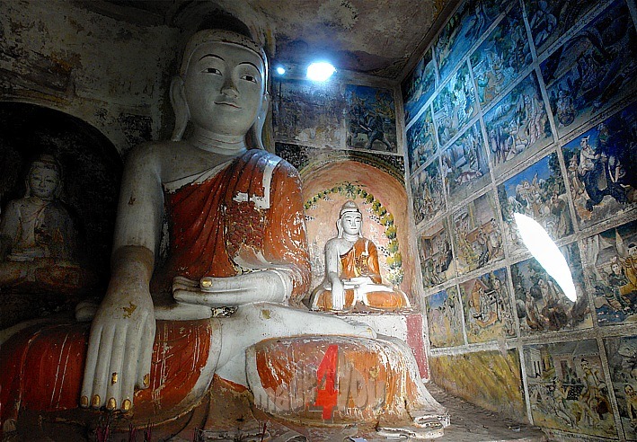 Big Buddhas in Pho Win Daung caves