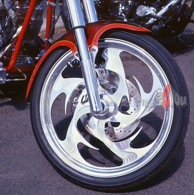 Harley Davidson motorbike front wheel