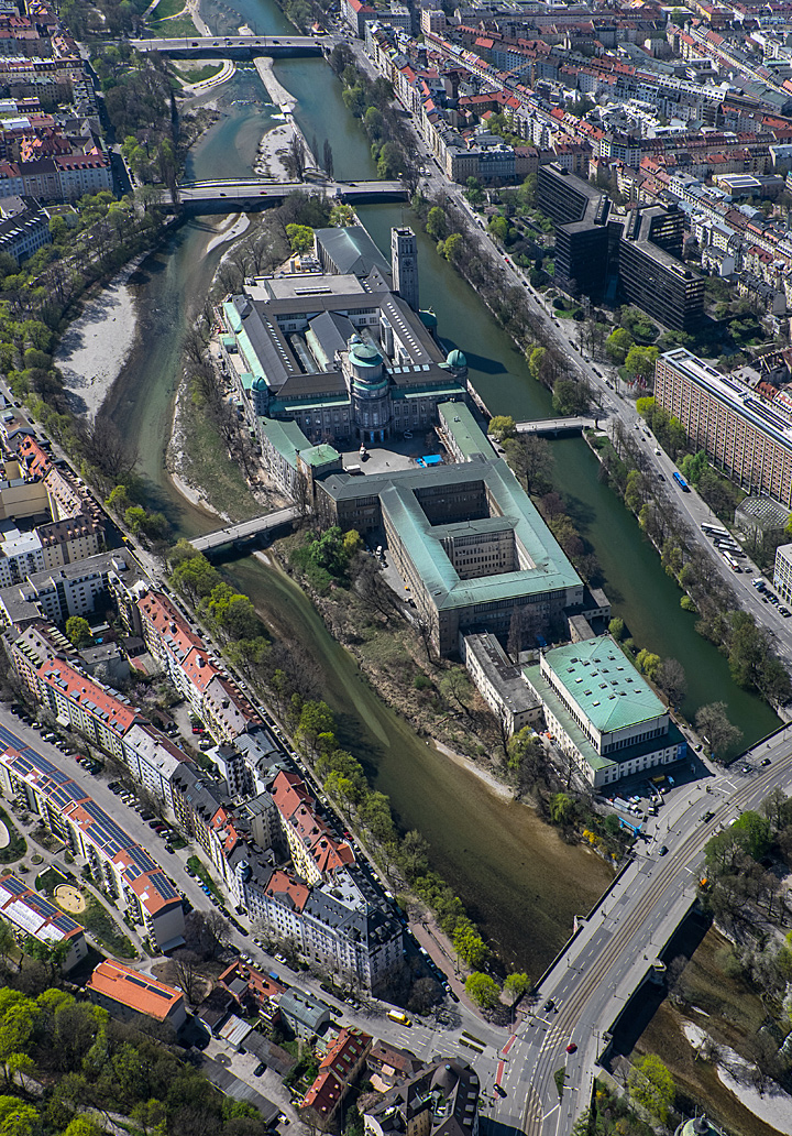 German Museum island located at the river Isar
