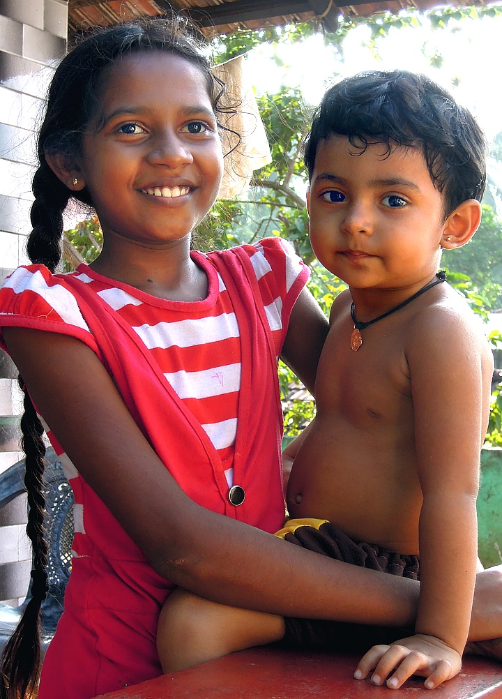 Cheerful children in Weligama