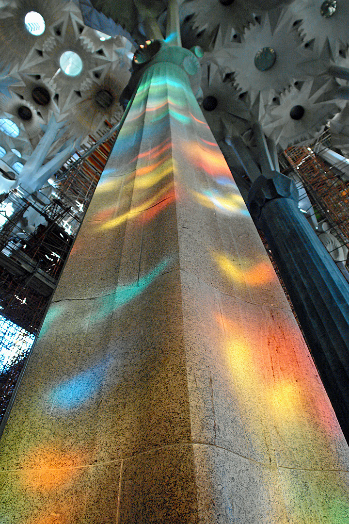 Play of colours in Cathedral Sagrada Familia
