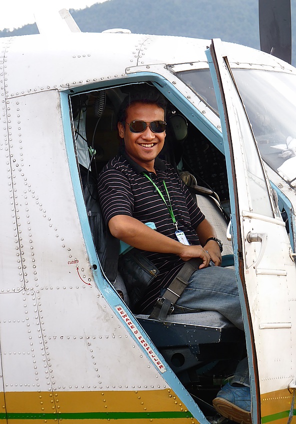 The pilot of the Yeti Air climbs in - we continue