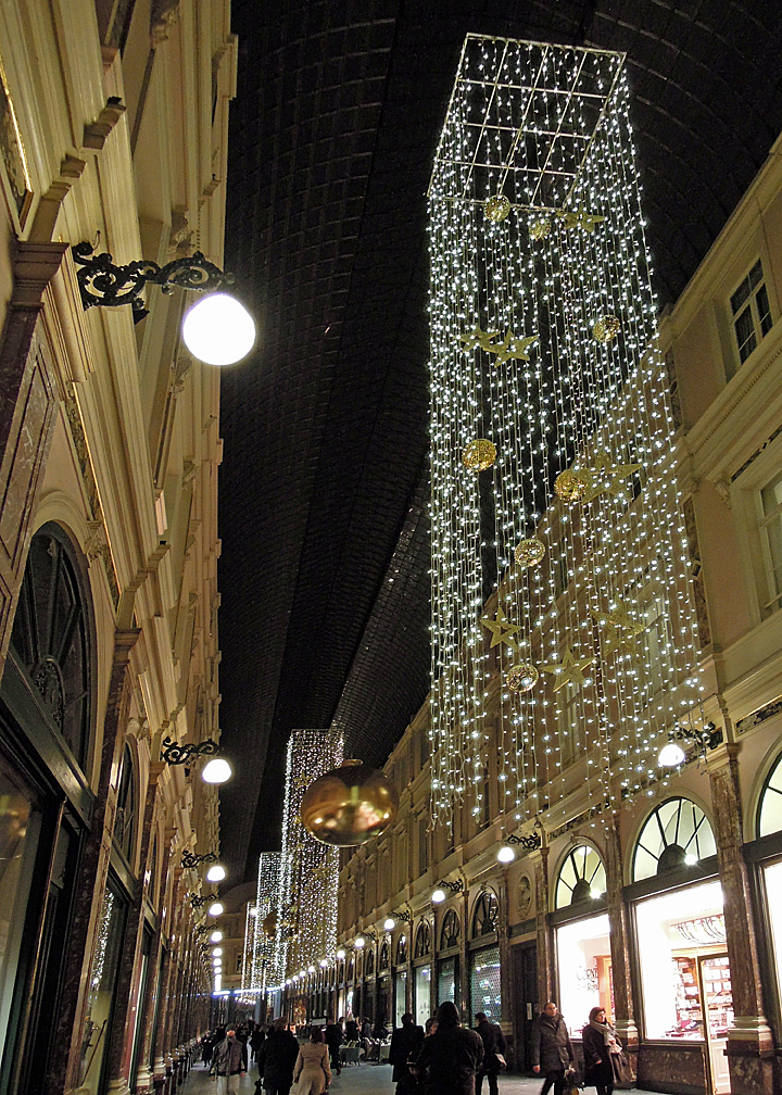 Market hall with Christmas lights
