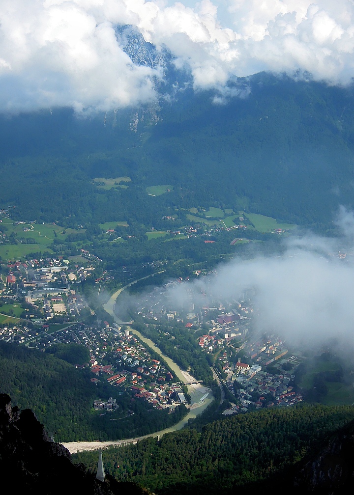 View from Prediktstuhl mountain downto Bad Reichenhall