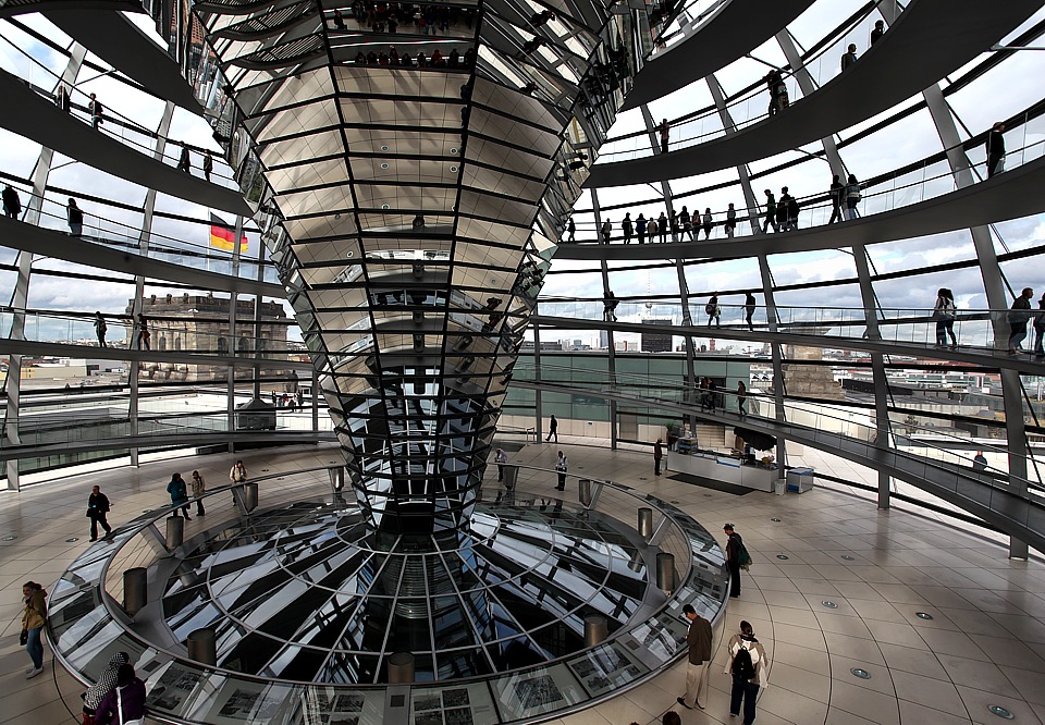 Glass dome of the German Reichstag in Berlin