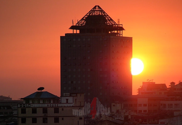 Blick aus dem Fenster des Panorama Hotels in Yangon