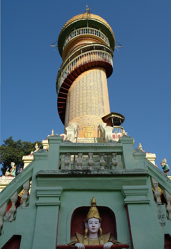 Observation tower in front of Thanboddhay pagoda in Monywa