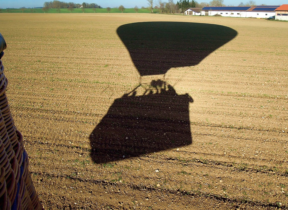 Balloon shadow thrown on a field near Fuerstenfeldbruck