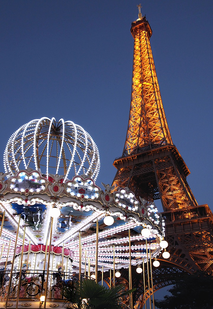 Nostalgic carousel in front of the Eifel Tower