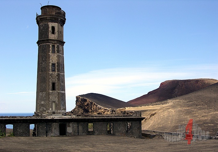 Lighthouse at volcano region Capelinhos on Faial