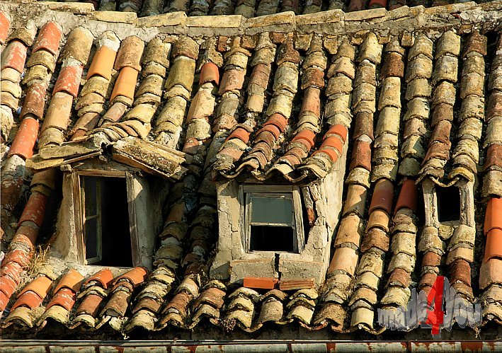 Above the Middle Ages tiled roofs of Dubrovnik
