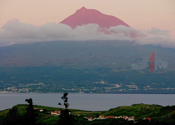 View from Horta to Pico in evening light
