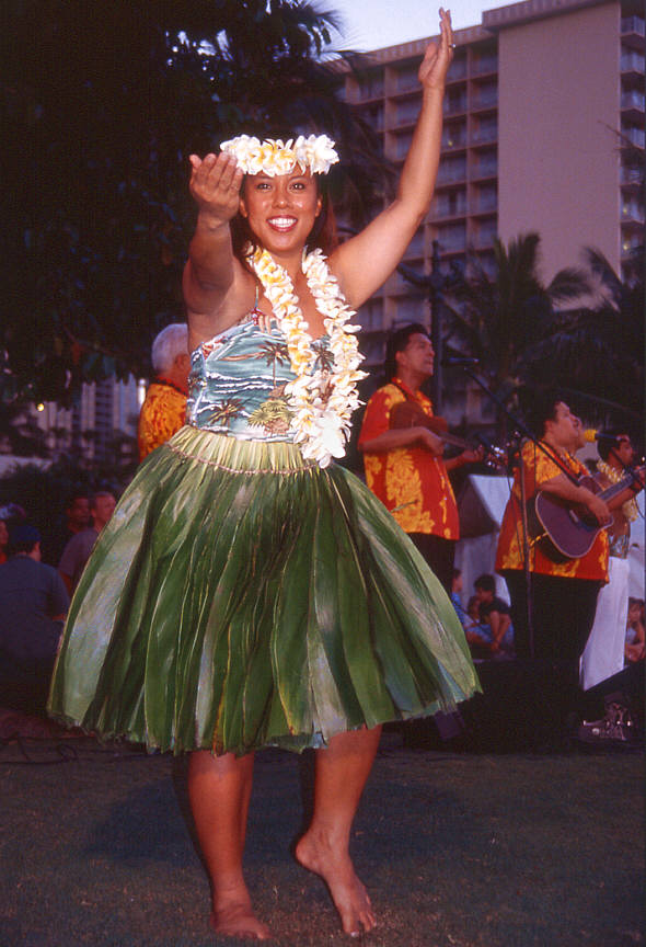 Hula dancer on Waikiki beach