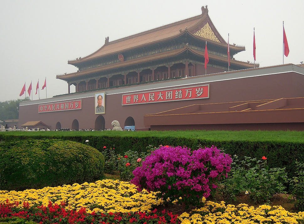 Sea of flowers on the Tiananmen Square in Beijing