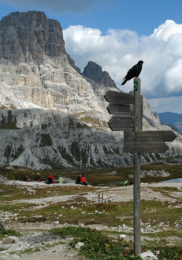 Direction Sign near Drei Zinnen alpine hut